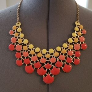 Red, Peach/Salmon, Orange, and Yellow Teardrop Bib Staement Necklace